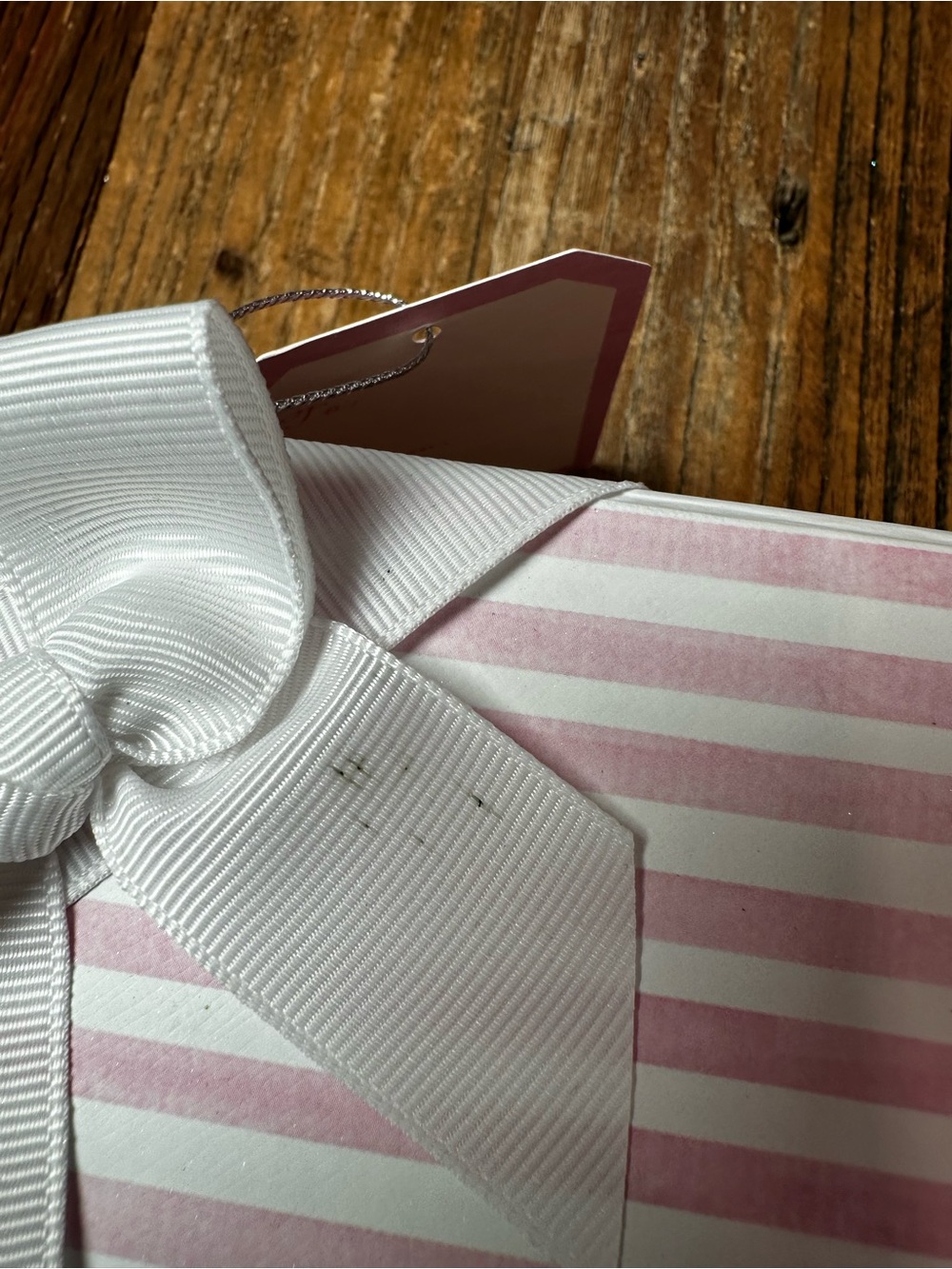Striped Pink Gift Boxes with Ribbon - Set of 2 - Picture 7 of 14
